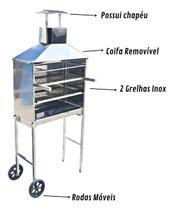 Churrasqueira Espetinho Móvel Carrinho JC600 Prática e Portátil para Churrascos