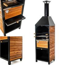 Churrasqueira Etna Plus Vulkania de Parede Pré Moldada Moderna com Grelha Inox Abridor Bebidas e Suporte