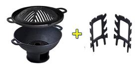 Churrasqueira Ferro Fundido Gengiskan 4 Peças Grelha Curva Alfa