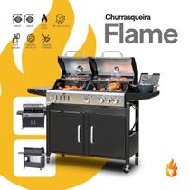 Churrasqueira Flame 3 queimadores a gás carvão Churrasqueira Flame 3 queimadores a gás carvão