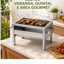 Churrasqueira Galvanizada Com Grill Portátil Aço Anti Corte Churrasqueira Galvanizada Com Grill Portátil Aço Anti Corte