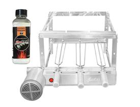 Churrasqueira gira gril inox 3 espetos + sal e brinde