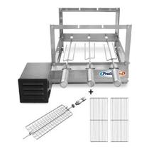 Churrasqueira Gira Grill 3 Espetos Inox Rotativa + Espeto Grelha + 2 Grelhas Quadrada 18x46 Cm Churrasqueira Gira Grill 3 Espetos Inox Rotativa + Espeto Grelha + 2 Grelhas Quadrada 18x46 Cm