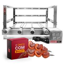 Churrasqueira Gira Grill 4 Espetos 50cm em Inox Motor Ajustável Removível 3 Alturas