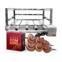 Churrasqueira Gira Grill 5 Espetos 60cm em Inox Motor Ajustável Removível 3 Alturas