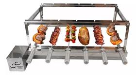 Churrasqueira Gira Grill 6 Espeto Inox Lado Esquerdo