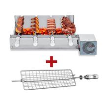 Churrasqueira Gira Grill Artinox Grill Kit Baixo com 4 Espetos, 1 andar e 1 Motor Bivolt do Lado Direito + Grelha Côncava