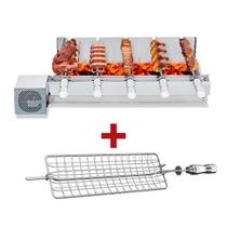 Churrasqueira Gira Grill Artinox Grill Kit Baixo com 5 Espetos, 1 andar e 1 Motor Bivolt do Lado Esquerdo + Grelha Côncava