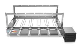 Churrasqueira Gira Grill Giratória 6 Espetos Inox Com 1 Espeto Grelha e 1 Espalhador De Carvão