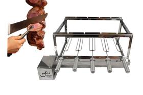Churrasqueira Gira Grill Giratória Inox 5 Espetos Churrasqueira Gira Grill Giratória Inox 5 Espetos