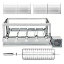 Churrasqueira Gira Grill Inox, 5 Espetos Giratórios, 2 Grelhas Modulares, 1 Grelha Giratória