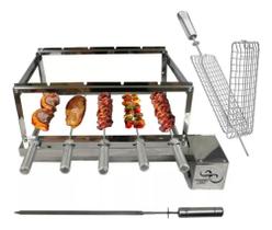 Churrasqueira Giratória 5 Espeto Inox Mais Brinde Churrasqueira Giratória 5 Espeto Inox Mais Brinde