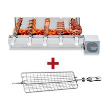 Churrasqueira Giratória Artinox Grill Kit Baixo com 5 Espetos, 1 andar e 1 Motor Bivolt do Lado Direito + Grelha Côncava