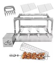 Churrasqueira Giratória Gira Grill 4 Espeto Inox Bivolt