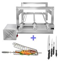 Churrasqueira Giratória Grill Inox Gira Soft Grill 3 Espetos + Espeto Grelha + Faca Lado Esquerdo Churrasqueira Giratória Grill Inox Gira Soft Grill 3 Espetos + Espeto Grelha + Faca Lado Esquerdo