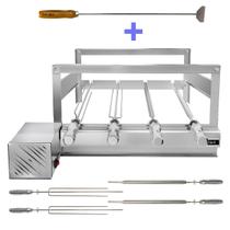 Churrasqueira Giratória Grill Inox Gira Soft Grill 4 Espetos + Espalhador Lado Esquerdo Churrasqueira Giratória Grill Inox Gira Soft Grill 4 Espetos + Espalhador Lado Esquerdo