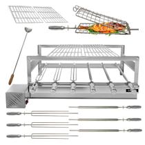 Churrasqueira Giratória Grill Inox Gira Soft Grill 6 Espetos Completa Lado Esquerdo Churrasqueira Giratória Grill Inox Gira Soft Grill 6 Espetos Completa Lado Esquerdo