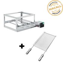 Churrasqueira Giratória Inox 4 Espetos 2 Andares ECO + Grelha Aramada