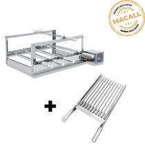 Churrasqueira Giratória Inox 6 Espetos 2 Andares The Grill + Grelha Argentina - Art Inox Grill