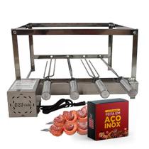 Churrasqueira Giratória Inox Grill 4 Espetos Gira Motor Weg