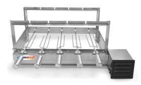 Churrasqueira Giratória Inox Grill 5 Espetos Rotativa Gira Bivolt Motor WEG Lado Direito - PRATIC METAL