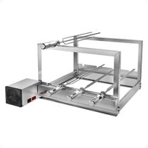 Churrasqueira Giratoria Inox Premium Ag + Kit 4un Espetos