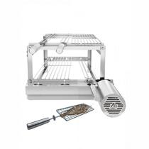 Churrasqueira Giratória para 3 Espetos Inox com 2 Grelhas Auxiliares e Espeto Grelha Churrasqueira Giratória para 3 Espetos Inox com 2 Grelhas Auxiliares e Espeto Grelha
