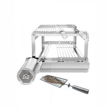Churrasqueira Giratória para 3 Espetos Inox com 2 Grelhas Auxiliares e Espeto Grelha Churrasqueira Giratória para 3 Espetos Inox com 2 Grelhas Auxiliares e Espeto Grelha