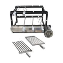 Churrasqueira Giratória para 4 Espetos Black com 1 Grelha Argentina e 1 Grelha Moeda