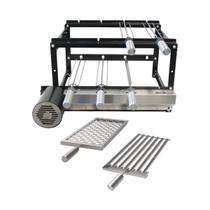 Churrasqueira Giratória para 4 Espetos Black com 1 Grelha Argentina e 1 Grelha Moeda