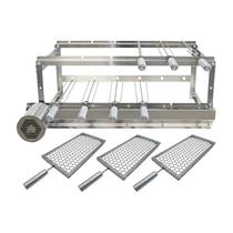 Churrasqueira Giratória para 6 Espetos Inox com 3 Grelhas Moeda Churrasqueira Giratória para 6 Espetos Inox com 3 Grelhas Moeda