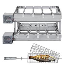 Churrasqueira Grill DUPLA Rotativa Inox - 9 Espetos Giratórios + Grelha Giratória Churrasqueira Grill DUPLA Rotativa Inox - 9 Espetos Giratórios + Grelha Giratória