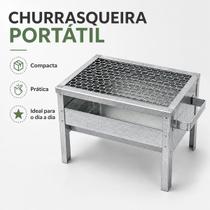 Churrasqueira/Grill Galvanizada C/ Grelha Portátil Aço Anti Corte Churrasqueira/Grill Galvanizada C/ Grelha Portátil Aço Anti Corte