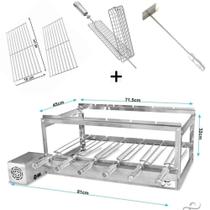 Churrasqueira Grill Inox 6 Espetos mais Acessórios