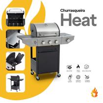 Churrasqueira Heat a gás 3 queimadores com queimador lateral Churrasqueira Heat a gás 3 queimadores com queimador lateral