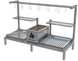 Churrasqueira Hotbox Parrilla Argentina Com Varal Para Alvenaria 118X45cm