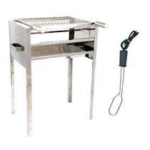 Churrasqueira Inox 81cm Com Acendedor Elétrico Carvão 220v