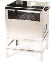 Churrasqueira Inox Aberta Grande 58x50x87 Pés 36 cm