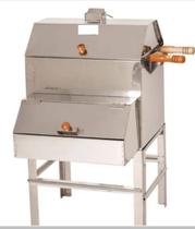 Churrasqueira Inox Com Tampa Bafo Média Sem Fumaça PÉS 35 CM