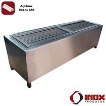 Churrasqueira Inox de Mesa com Grelha de Roletes Modelo 02 Inox 304 100x32x33 cm