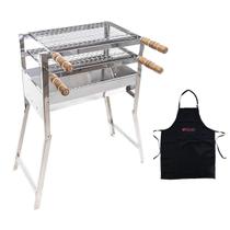 Churrasqueira Inox Dobrável Portatil inclusos 2 Grelhas Inox e Avental Churrasqueira Inox Dobrável Portatil inclusos 2 Grelhas Inox e Avental