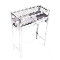 Churrasqueira Inox Grande carvão Com Pé e grelha portátil movel