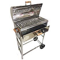 Churrasqueira Inox Grelha Parrilla A Bafo Carrinho 24x57 Lançamento - Rosi Grill