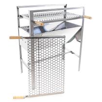 Churrasqueira inox Portátil a Carvão com 2 Grelhas Inox Ideal para Varanda e Quintal e Área Externa 50x33x75cm