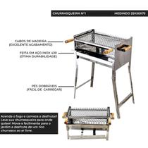 Churrasqueira Inox Portatil Dobravel a Carvão 25x50