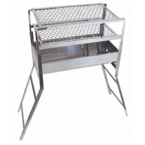 Churrasqueira Inox Portátil Dobrável Alfa Suportel com Grelha Reforçada Lazer Passeios Churrasco
