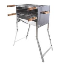 Churrasqueira Inox portátil Dobravel Inclusos 2 grelhas Inox Tamanho 45X35X80