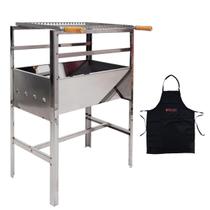 Churrasqueira Inox Portatil Modelo fixa com Acabamento Brilhante Grelha e Avental