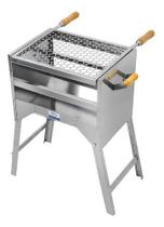 Churrasqueira Inox Portátil Pequena Leve Pratica 40x28