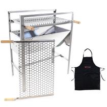 Churrasqueira Inox portátil Robusta a carvao com 2 Grelhas inox e Avental 50cm